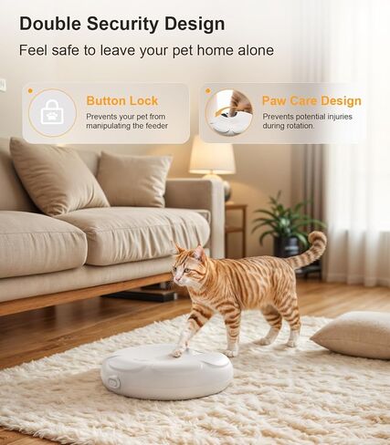 Casfuy Automatic Cat Feeder Cordless - موزع طعام القطط التلقائي مع صينية من الفولاذ المقاوم للصدأ للطعام الرطب، وحدة تغذية تلقائية قابلة لإعادة الشحن للقطط والكلاب الصغيرة مع مؤقت قابل للبرمجة ومؤشر بطارية منخفض in Kuwait
