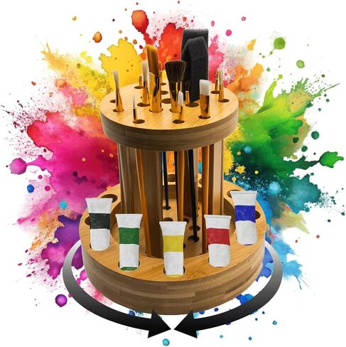 Meadows Art Supplies Paint Brush Holder for Artist Supplies - Paint Brush Organizer & Rotating Paint Brush Holder - Art Supply Storage Organizer for Paint Accessories & Supplies - Painting Supplies in Saudi Arabia