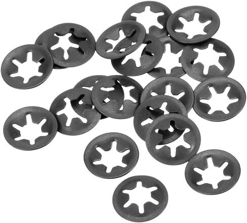 uxcell M6 Star Locking Washer 5.4mm I.D. 14mm O.D. Internal Tooth Lock Washers Push-On Locking Speed Clip 65Mn Black Oxide Finish 20pcs in Kuwait