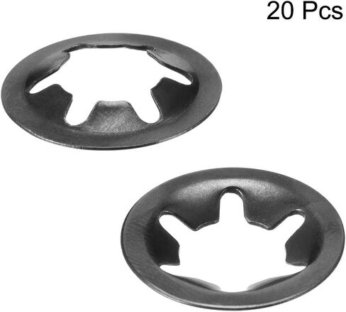 uxcell M6 Star Locking Washer 5.4mm I.D. 14mm O.D. Internal Tooth Lock Washers Push-On Locking Speed Clip 65Mn Black Oxide Finish 20pcs in Kuwait