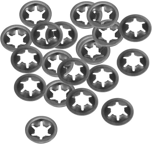uxcell M6 Star Locking Washer 5.4mm I.D. 14mm O.D. Internal Tooth Lock Washers Push-On Locking Speed Clip 65Mn Black Oxide Finish 20pcs in Kuwait