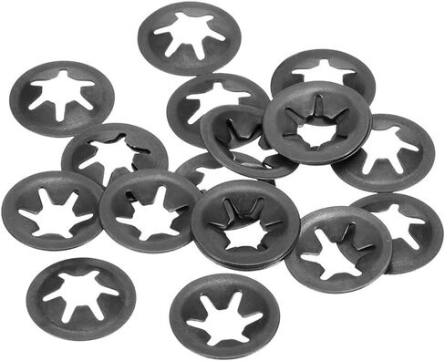 uxcell M6 Star Locking Washer 5.4mm I.D. 14mm O.D. Internal Tooth Lock Washers Push-On Locking Speed Clip 65Mn Black Oxide Finish 20pcs in Kuwait
