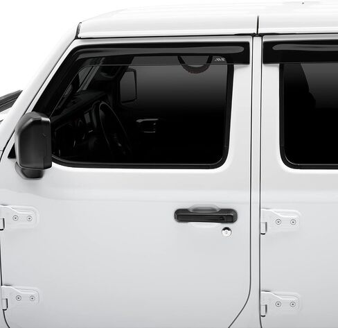 Auto Ventshade [AVS] Outside Mount Ventvisor / Rain Guards | Fits 2020 - 2024 Jeep Gladiator, 2018 - 2024 Jeep Wrangler JL (4-door)- Smoke, 4 pcs. | 94183 in Saudi Arabia