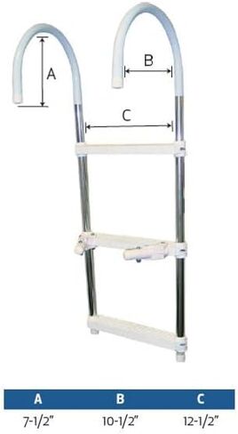 SeaSense Boat Ladder (3 Step), 15"W x 37"H, Silver/White in Saudi Arabia