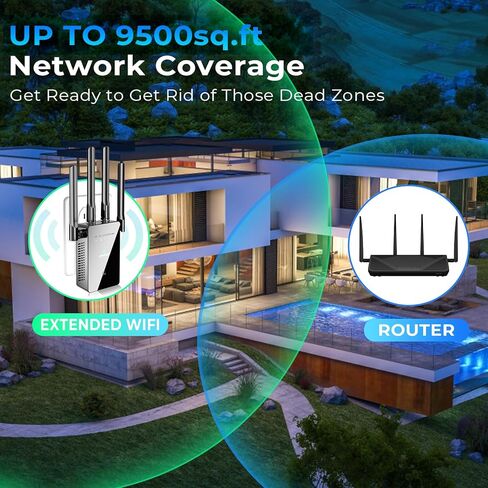 2024 WiFi Extender Signal Booster, 4X Faster Longest Range Internet Booster Up to 9980 Sq.Ft for Home, Wireless Repeater with Ethernet Port, Easy Setup, Wide Compatibility with Network Devices in Kuwait