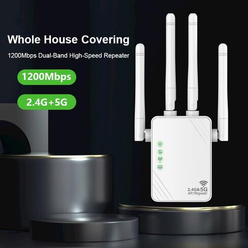 2024 Enhanced WiFi Extender | 4X Faster, Dual Band 5GHz/2.4GHz Longest Range Up to 9,800 sq.ft| Supports 40+ Device | Internet Repeater with 2 Ethernet Port| Seamless Setup | for Multiple Device Users in Kuwait