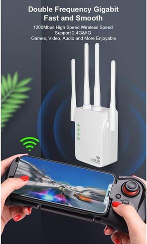 2024 Enhanced WiFi Extender | 4X Faster, Dual Band 5GHz/2.4GHz Longest Range Up to 9,800 sq.ft| Supports 40+ Device | Internet Repeater with 2 Ethernet Port| Seamless Setup | for Multiple Device Users in Kuwait