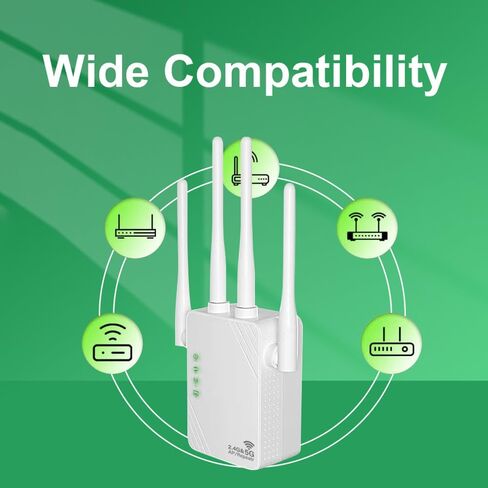 2024 Enhanced WiFi Extender | 4X Faster, Dual Band 5GHz/2.4GHz Longest Range Up to 9,800 sq.ft| Supports 40+ Device | Internet Repeater with 2 Ethernet Port| Seamless Setup | for Multiple Device Users in Kuwait