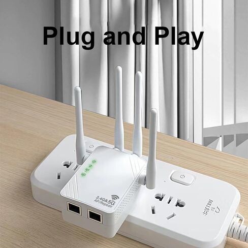 2024 Enhanced WiFi Extender | 4X Faster, Dual Band 5GHz/2.4GHz Longest Range Up to 9,800 sq.ft| Supports 40+ Device | Internet Repeater with 2 Ethernet Port| Seamless Setup | for Multiple Device Users in Kuwait