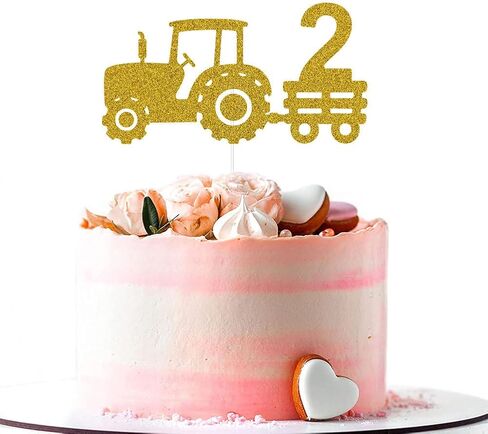 جرار كعكة توبر للبنين بنات موضوع المزرعة سعيد 2 عيد ميلاد حزب اللوازم عامين من العمر كعكة عيد ميلاد زينة الذهب بريق in Kuwait