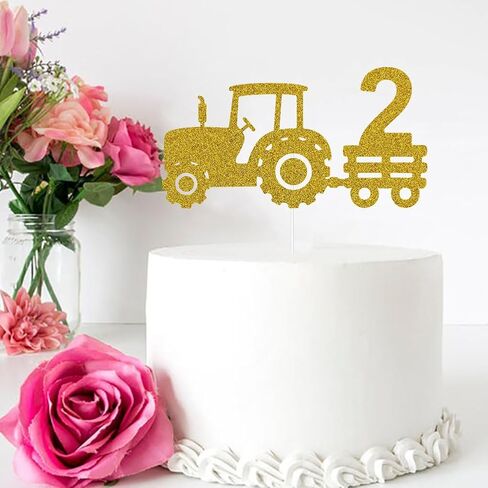 جرار كعكة توبر للبنين بنات موضوع المزرعة سعيد 2 عيد ميلاد حزب اللوازم عامين من العمر كعكة عيد ميلاد زينة الذهب بريق in Kuwait