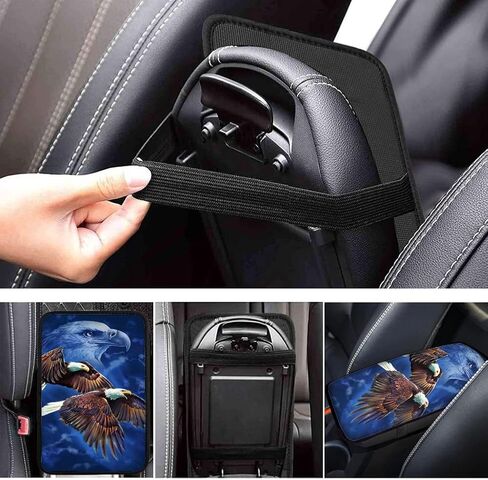 TOADDMOS Bald Eagle Car Seat Covers Full Set 8pc Front and Rear Bench Seat Covers Universal Fit for Most Cars,Sedans,Trucks or Vans with Steering Wheel Cover Seat Belt Cover,Auto Center Console Pad in Saudi Arabia