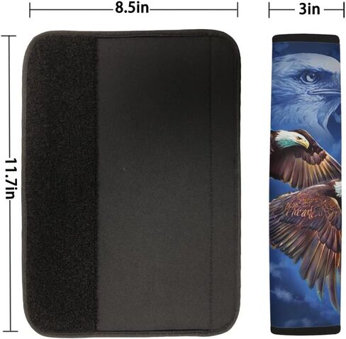 TOADDMOS Bald Eagle Car Seat Covers Full Set 8pc Front and Rear Bench Seat Covers Universal Fit for Most Cars,Sedans,Trucks or Vans with Steering Wheel Cover Seat Belt Cover,Auto Center Console Pad in Saudi Arabia