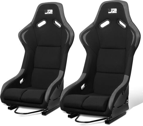 ‎J2 Engineering J2-RS-001-BL Pair of Universal Fixed Position Bucket Racing Seat w/Side Mount Brackets & Sliders for 4 or 5 point Harness, Black/Blue in Saudi Arabia