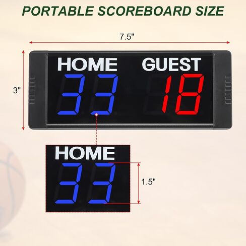 PATIKIL Digital Scoreboard Score Keeper 1.5" Portable Tabletop Electronic Scoreboard with Remote Scoreboard for Basketball Table Tennis Sports Indoor Games in Saudi Arabia