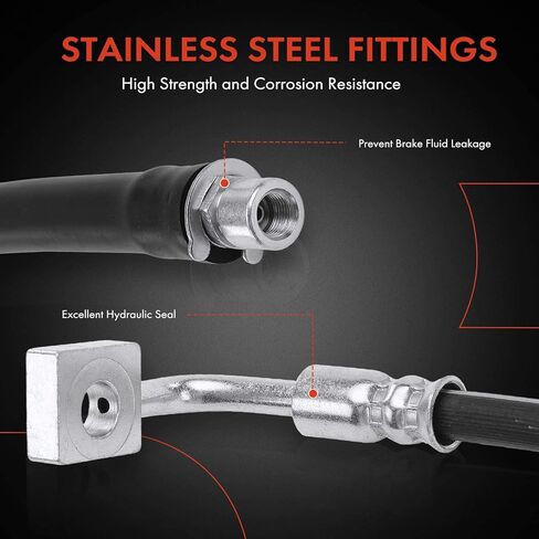 A-Premium Front Driver Brake Hydraulic Hose Compatible with Select Cadillac Models - SRX 2010 2011 2012 2013 2014 2015 2016 in Kuwait