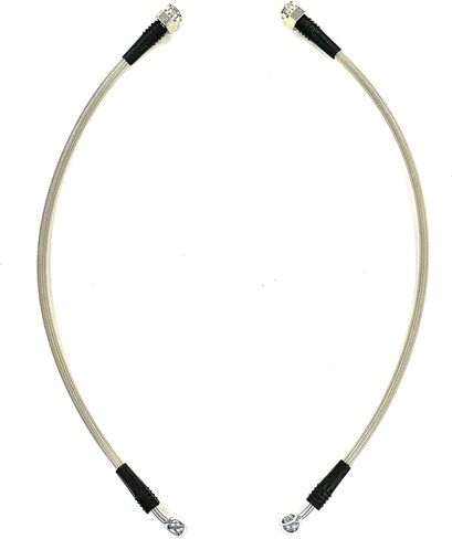 The Stop Shop Universal Braided Stainless Brake Hoses, 15 1/4 Inches Long with 10mm Banjo Hole and 3/8"-24 Female End, Made in USA in Saudi Arabia