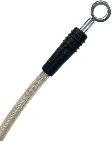 The Stop Shop Universal Braided Stainless Brake Hoses, 15 1/4 Inches Long with 10mm Banjo Hole and 3/8"-24 Female End, Made in USA in Saudi Arabia