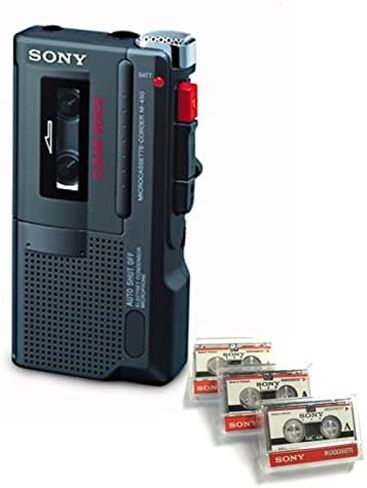 تم تجديد مسجل Sony M-450 MicroCassette بثلاثة أشرطة Microcassette جديدة (متجددة) in Kuwait