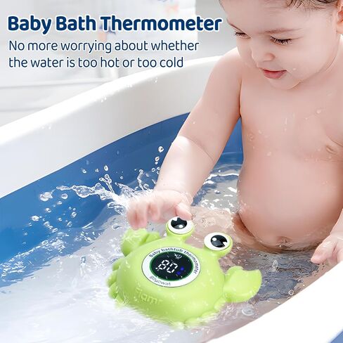 Baby Bath Thermometer with LED Display, Floating Crab Toy – 2-in-1 Water Safety Sensor for Infants, Color-Coded Alerts (Hot/Cold), Bath Tub Temperature Monitor, Cute Floating Bath Toy, Nursery in Saudi Arabia