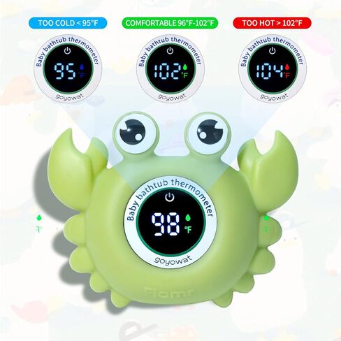 Baby Bath Thermometer with LED Display, Floating Crab Toy – 2-in-1 Water Safety Sensor for Infants, Color-Coded Alerts (Hot/Cold), Bath Tub Temperature Monitor, Cute Floating Bath Toy, Nursery in Saudi Arabia