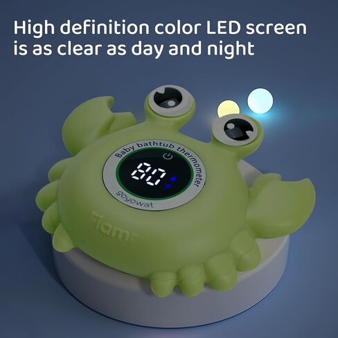 Baby Bath Thermometer with LED Display, Floating Crab Toy – 2-in-1 Water Safety Sensor for Infants, Color-Coded Alerts (Hot/Cold), Bath Tub Temperature Monitor, Cute Floating Bath Toy, Nursery in Saudi Arabia