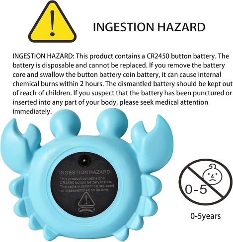 Baby Bath Thermometer with LED Display, Floating Crab Toy – 2-in-1 Water Safety Sensor for Infants, Color-Coded Alerts (Hot/Cold), Bath Tub Temperature Monitor, Cute Floating Bath Toy, Nursery in Saudi Arabia