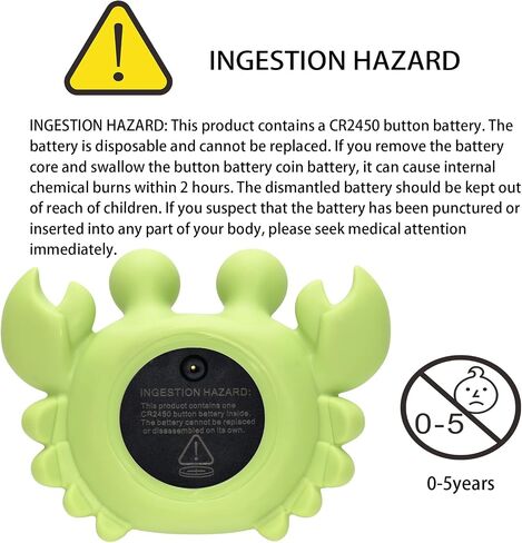 Baby Bath Thermometer with LED Display, Floating Crab Toy – 2-in-1 Water Safety Sensor for Infants, Color-Coded Alerts (Hot/Cold), Bath Tub Temperature Monitor, Cute Floating Bath Toy, Nursery in Saudi Arabia