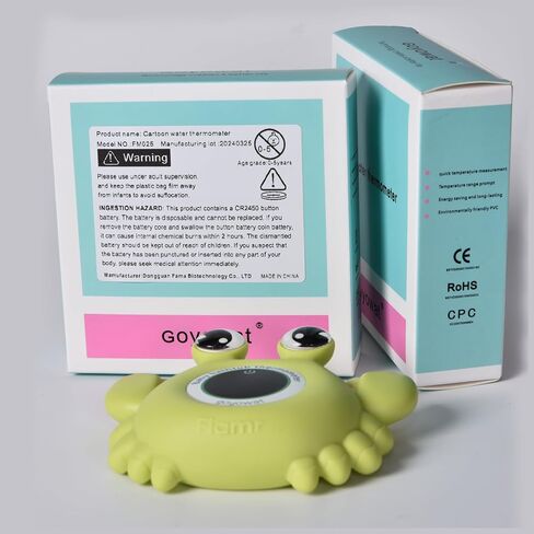 Baby Bath Thermometer with LED Display, Floating Crab Toy – 2-in-1 Water Safety Sensor for Infants, Color-Coded Alerts (Hot/Cold), Bath Tub Temperature Monitor, Cute Floating Bath Toy, Nursery in Saudi Arabia