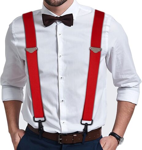 Buyless Fashion Suspenders for Men - 48" Adjustable Straps 1 1/4" - X Back with Black Hooks in Saudi Arabia