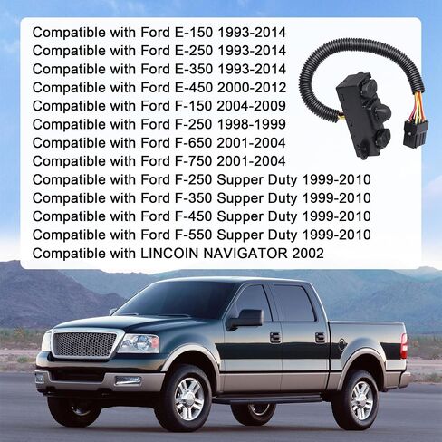 RADHLBNIU مفتاح مقعد الطاقة للتحكم في إمالة مقعد السائق الأيسر لسيارة 1993-2014 Ford (E-150/250/350)، 2004-2009 F-150، 1999-2010 (F-250/350/450/550 SupperDuty)، 2001-2004 (F-650/750)، يستبدل # F65Z-14A701-AA in Saudi Arabia