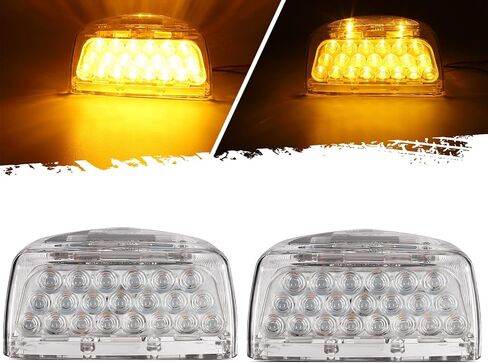 Partsam 2 قطعة العنبر 31 LED المصباح الأمامي إشارة الانعطاف الأمامية مع 3 أسلاك بديلة لـ Peterbilt 379 359 357 365 378، محكمة الغلق للماء in Saudi Arabia