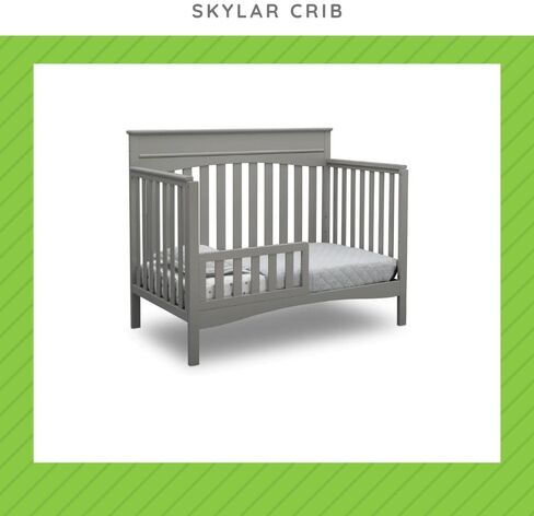 Toddler Bed Safety Guard Rail Compatible with Delta Children Convertible Cribs - Solid Wood Rail for Convertible Crib to Toddler Bed Conversion - Safety Guard Rail for Children (Grey - 026, #0094) in Saudi Arabia