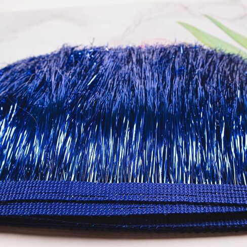 10 Yards 8 Inch Wide Metallic Fringe Trim Tinsel Fringe Tinsel Trim DIY Latin Dance Costume Clothing Accessories Shiny Tassel Lace Fringe Trimming (Purple) in Saudi Arabia