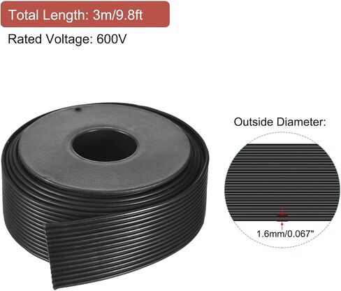 MECCANIXITY 22AWG Silicone Ribbon Cable 14Pin 22 Gauge Flat Cable Flexible Silicone Wire 6m/19.6ft Black Stranded Tinned Copper Wire for Model Plane, Model Car, Electric Appliance in Saudi Arabia