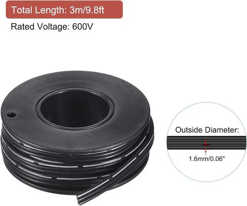 MECCANIXITY 24AWG كابل الشريط السيليكون 3Pin 24 قياس كابل مسطح سلك السيليكون المرن 3m / 9.8ft سلك نحاسي أسود مجدول لطائرة نموذجية، سيارة نموذجية، جهاز كهربائي in Kuwait