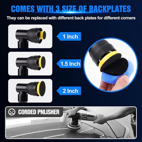 Avhrit Mini Car Polisher, Cordless Orbital Buffer with 2 Batteries Pads Kit, 5 Variable Speed 2500-6500RPM for Car Detailing 1 Inch, 1.5 Inch, 2 Inch Pads in Kuwait