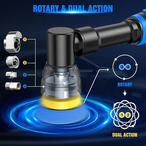 Avhrit Mini Car Polisher, Cordless Orbital Buffer with 2 Batteries Pads Kit, 5 Variable Speed 2500-6500RPM for Car Detailing 1 Inch, 1.5 Inch, 2 Inch Pads in Kuwait