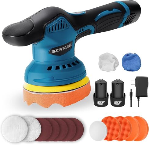 جهاز تلميع لاسلكي، جهاز تلميع عازل لاسلكي مع قطعتين بطارية قابلة لإعادة الشحن بقوة 20 أمبير في الساعة، عازل سيارة لاسلكي 8 سرعات متغيرة، مخازن مؤقتة للسيارة لاسلكية وملمعات للمخزن المؤقت/جهاز التلميع/الصنفرة in Kuwait