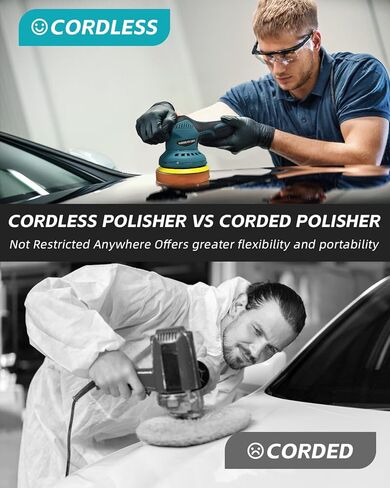 جهاز تلميع لاسلكي، جهاز تلميع عازل لاسلكي مع قطعتين بطارية قابلة لإعادة الشحن بقوة 20 أمبير في الساعة، عازل سيارة لاسلكي 8 سرعات متغيرة، مخازن مؤقتة للسيارة لاسلكية وملمعات للمخزن المؤقت/جهاز التلميع/الصنفرة in Kuwait