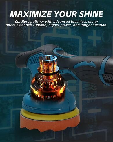 جهاز تلميع لاسلكي، جهاز تلميع عازل لاسلكي مع قطعتين بطارية قابلة لإعادة الشحن بقوة 20 أمبير في الساعة، عازل سيارة لاسلكي 8 سرعات متغيرة، مخازن مؤقتة للسيارة لاسلكية وملمعات للمخزن المؤقت/جهاز التلميع/الصنفرة in Kuwait