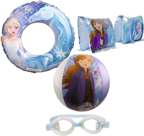 Spider/Frozen/Princess/Super Hero/Barb Swim Set Floaties Bundle for Boys/Girls - 4 Pc Pool Set with Swim Ring, Arm Floats, Beach Ball and Goggles in Saudi Arabia