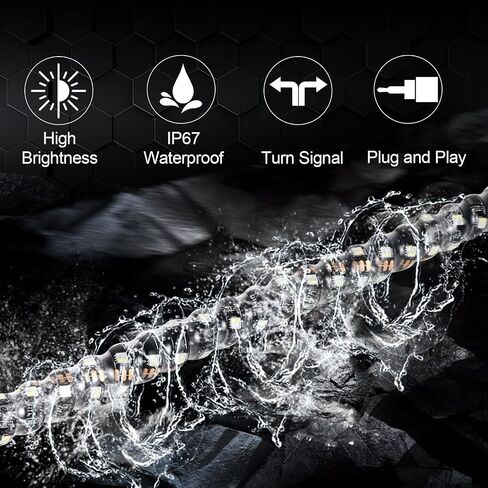 Yiswhis 2 قطعة 3FT RGBW LED ضوء سوط حلزوني، مطاردة اللون - التحكم عن بعد والتطبيق مع إشارة الانعطاف ووظائف ضوء الفرامل، لشاحنات SXS UTV Polaris RZR Can-Am Dune Buggy 4x4 in Saudi Arabia
