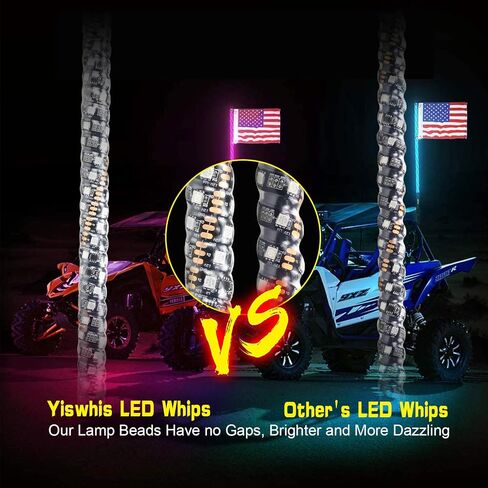 Yiswhis 2PCS 3FT RGBW LED Spiral Whip Light, Chasing Color -Remote & APP Control with Turn Signal and Brake Light Functions, for SXS UTV Polaris RZR Can-Am Dune Buggy 4x4 Trucks in Saudi Arabia