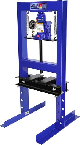 PULLAFUN Hydraulic Press, 6-Ton Benchtop Hydraulic Shop Press with Pressure Gauge, H-Frame Garage Floor Press, Adjustable Working Table Height, Blue in Saudi Arabia