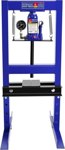 PULLAFUN Hydraulic Press, 6-Ton Benchtop Hydraulic Shop Press with Pressure Gauge, H-Frame Garage Floor Press, Adjustable Working Table Height, Blue in Saudi Arabia