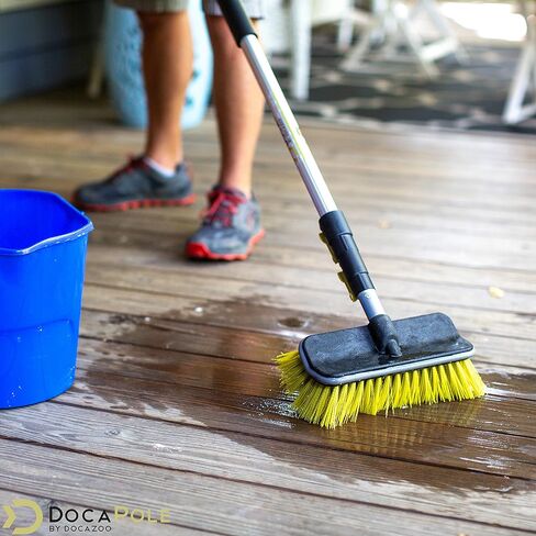 عمود تمديد DOCAZOO بطول 6-24 قدمًا (يصل إلى 30 قدمًا) وفرشاة ذات شعيرات متوسطة مقاس 10 بوصات لجوانب المنزل والسطح والمرآب والفناء والمزيد in Kuwait