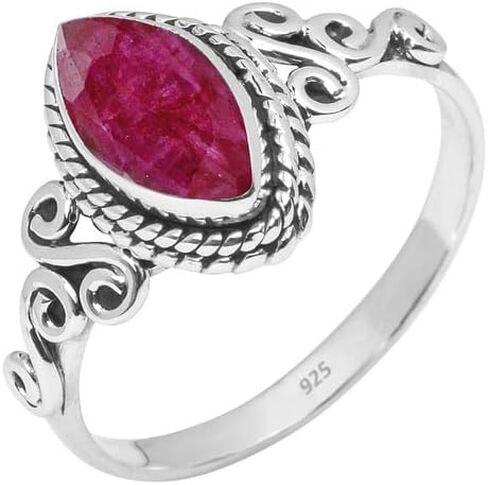 Ruby Stone Ring 925 Sterling Silver Statement Ring For Women and Girls Handmade Rings Natural Gemstone Ring Promise Ring For Christmas Size US 8 Gift For Her in Saudi Arabia