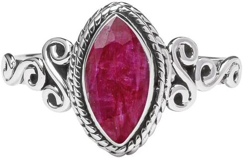 Ruby Stone Ring 925 Sterling Silver Statement Ring For Women and Girls Handmade Rings Natural Gemstone Ring Promise Ring For Christmas Size US 8 Gift For Her in Saudi Arabia