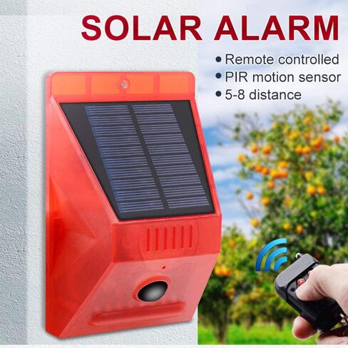 ChunHee Solar Alarm Strobe Light with Remote Control Motion Sensor Detector Outdoor Alarm 129db Sound Security Siren IP65 Waterproof Protected for Villa, Chicken coop, Farm, Yard, 4 Pack in Saudi Arabia